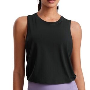 🌻4/$20 CRZ YOGA Black Cotton Blend Cropped Workout Tank Top for Women Small NWT